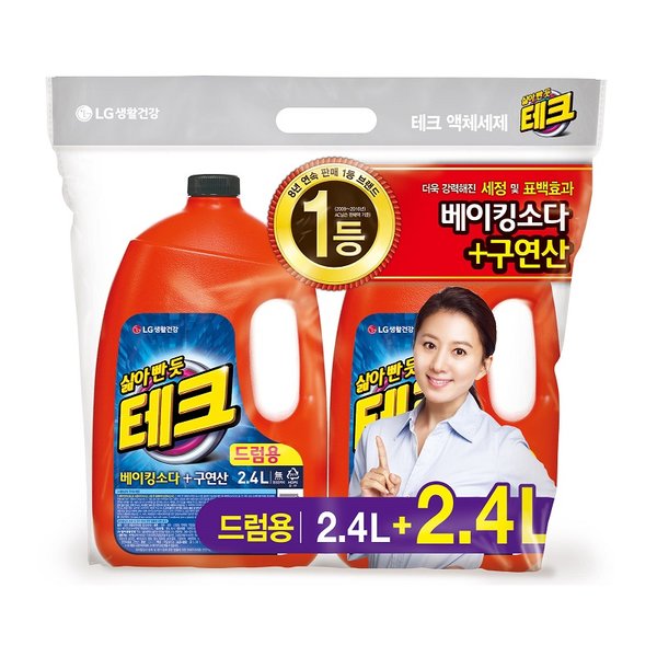 [LG생활건강] 테크 천연베이킹소다 액체세제 2.4L*2 (드럼용)