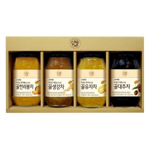 [1/17 17시 결제완료 주문 명절전배송][쇼핑백]과일액상차세트(2호)/꿀유자차580g+꿀대추차580g+꿀생강차580g+꿀한라봉차580g