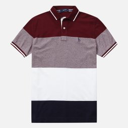 헤지스남성 16SS Air-cool Cotton 컬러블럭 카라넥 반팔티 HZE06B433WN