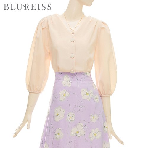 V넥핀턱7부소매블라우스_BJS1BL5540