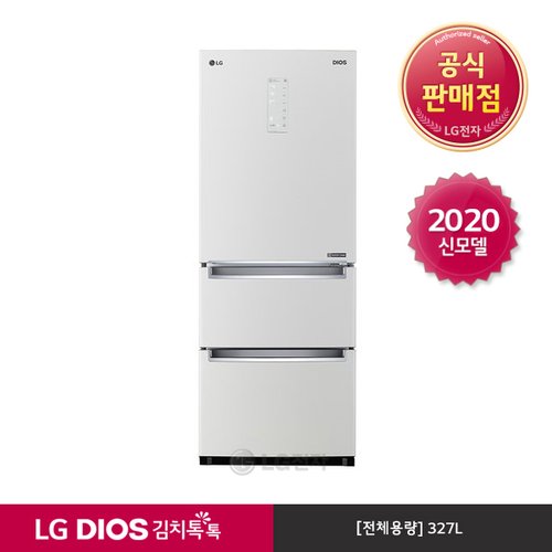 [공식판매점][LG전자] LG DIOS 김치톡톡 스탠드 김치냉장고 K339W11 (327L)