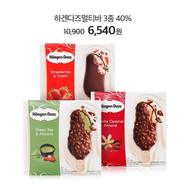 하겐다즈] 멀티바 240ml(80ml*3입) 中택1 (그린티,딸기,바닐라 ...