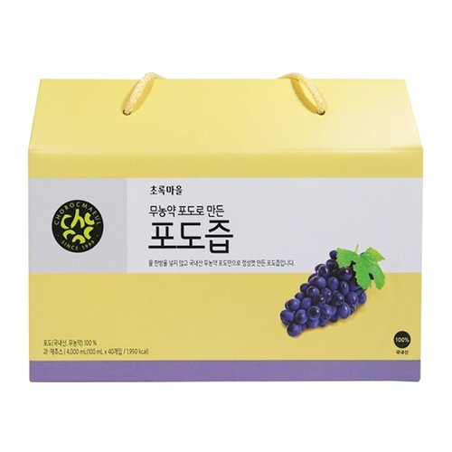 [1/17 17시 결제완료 주문 명절전배송] 무농약포도로만든포도즙(100mL×40개입)