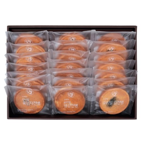 [1/17 17시 결제완료 주문 명절전배송]우리밀전병세트/(우리밀흑임자전병27g*7입,우리밀생강전병27g*7입,우리밀김전병27g*7입)