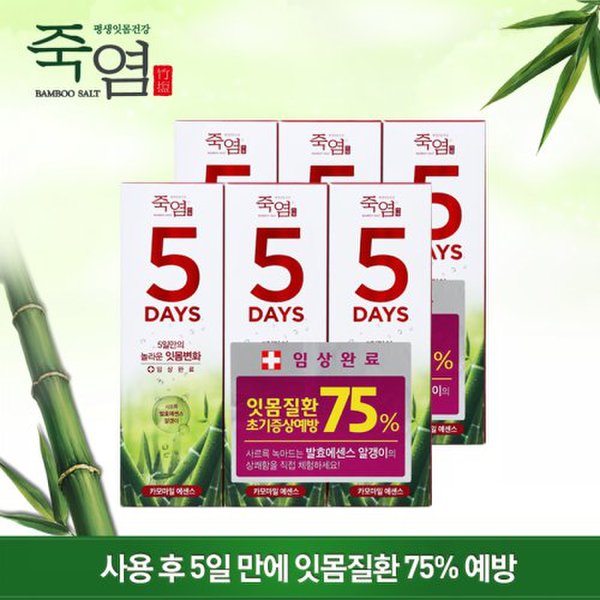 죽염] 5days 카모마일 치약 100g 3입 옵션 중 택1 (의약외품)